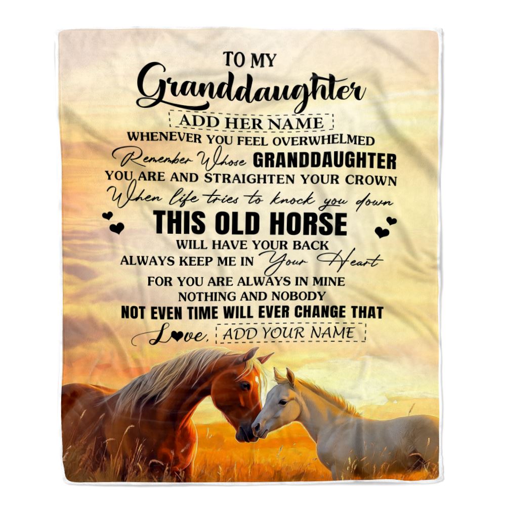 Personalized To My Granddaughter Gifts Blanket From Grandma Whenever Horse Unique Birthday Gifts For Granddaughter Graduation Christmas Custom Fleece Blanket | siriusteestore