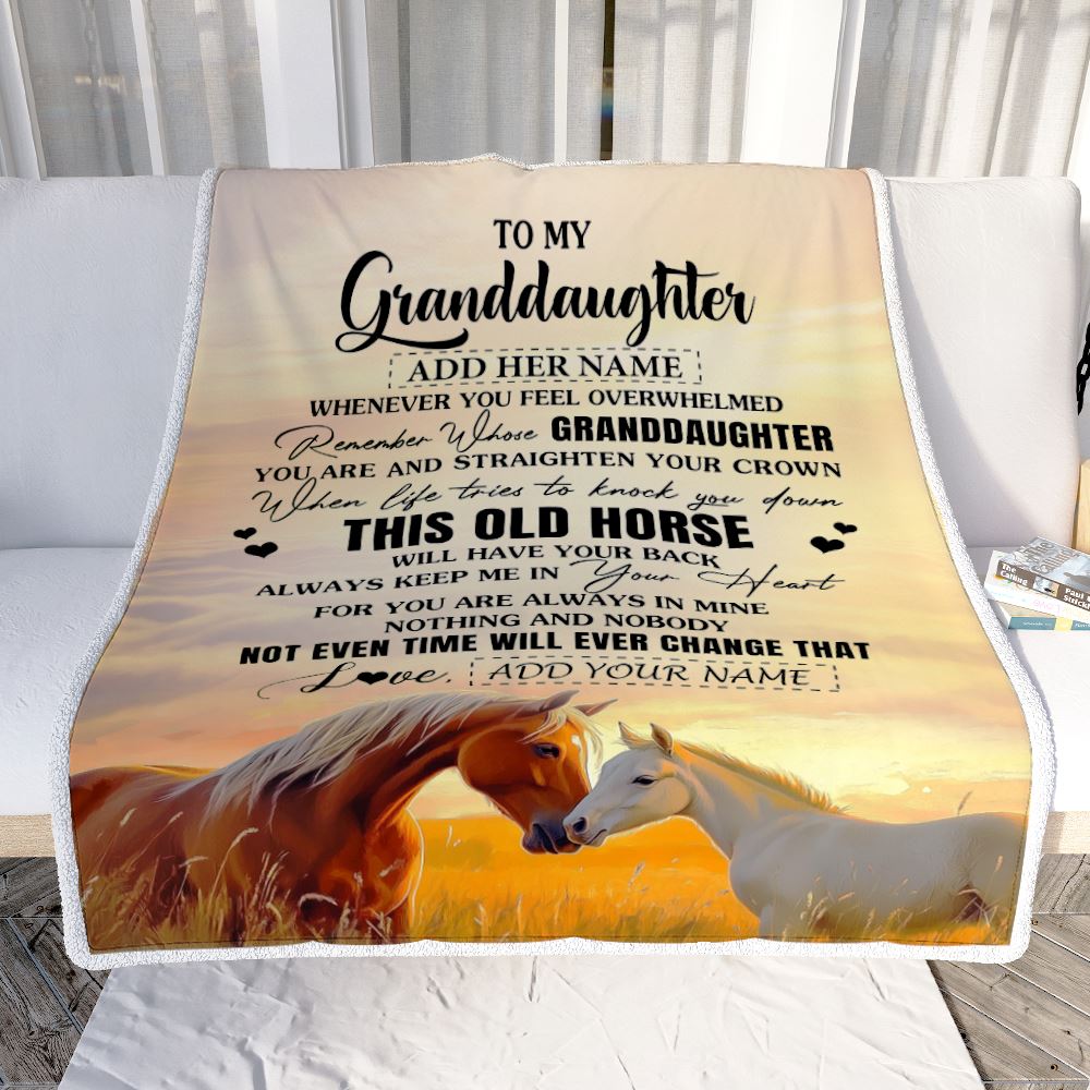 Personalized To My Granddaughter Gifts Blanket From Grandma Whenever Horse Unique Birthday Gifts For Granddaughter Graduation Christmas Custom Fleece Blanket | siriusteestore
