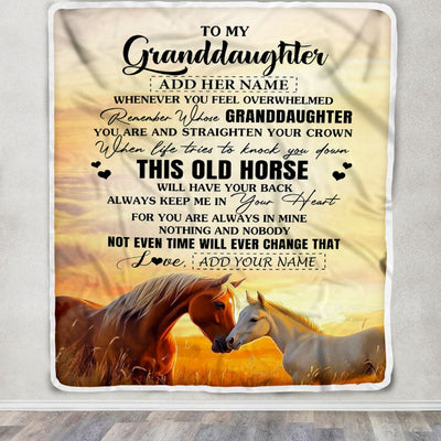 Personalized To My Granddaughter Gifts Blanket From Grandma Whenever Horse Unique Birthday Gifts For Granddaughter Graduation Christmas Custom Fleece Blanket | siriusteestore