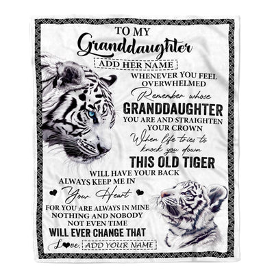 Personalized To My Granddaughter Gifts Blanket From Grandma Whenever White Tiger Unique Birthday Gifts For Granddaughter Graduation Christmas Fleece Blanket | siriusteestore