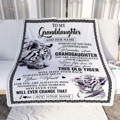 Personalized To My Granddaughter Gifts Blanket From Grandma Whenever White Tiger Unique Birthday Gifts For Granddaughter Graduation Christmas Fleece Blanket | siriusteestore