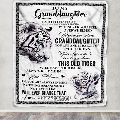Personalized To My Granddaughter Gifts Blanket From Grandma Whenever White Tiger Unique Birthday Gifts For Granddaughter Graduation Christmas Fleece Blanket | siriusteestore