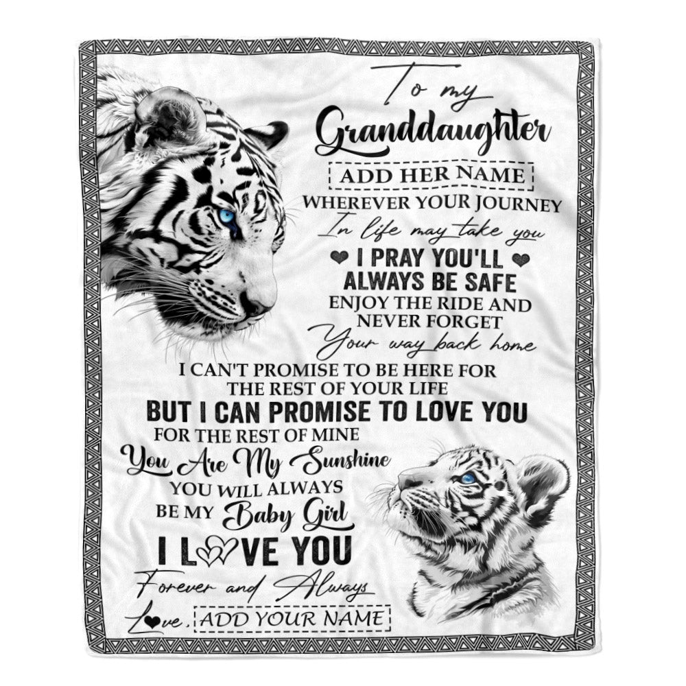 Personalized To My Granddaughter Gifts Blanket From Grandma Wherever Your Journey In Life White Tier Granddaughter Birthday Gifts Christmas Fleece Blanket | siriusteestore