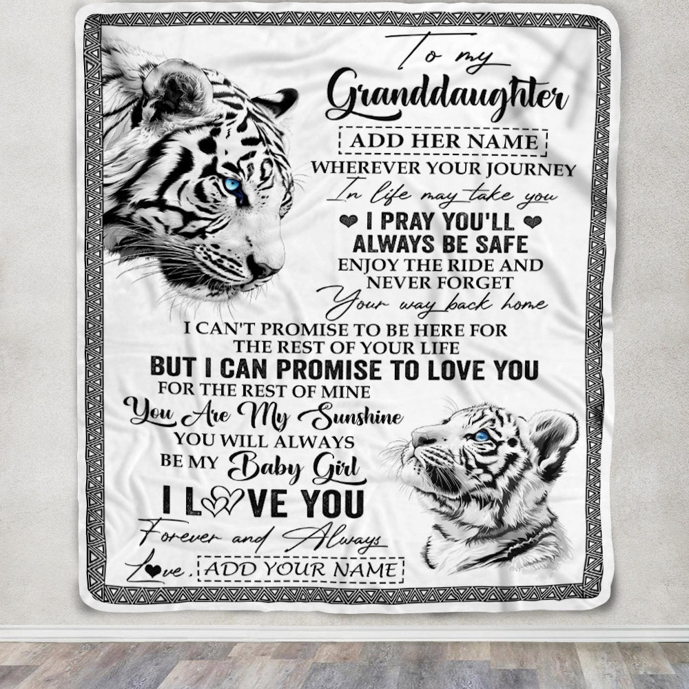 Personalized To My Granddaughter Gifts Blanket From Grandma Wherever Your Journey In Life White Tier Granddaughter Birthday Gifts Christmas Fleece Blanket | siriusteestore