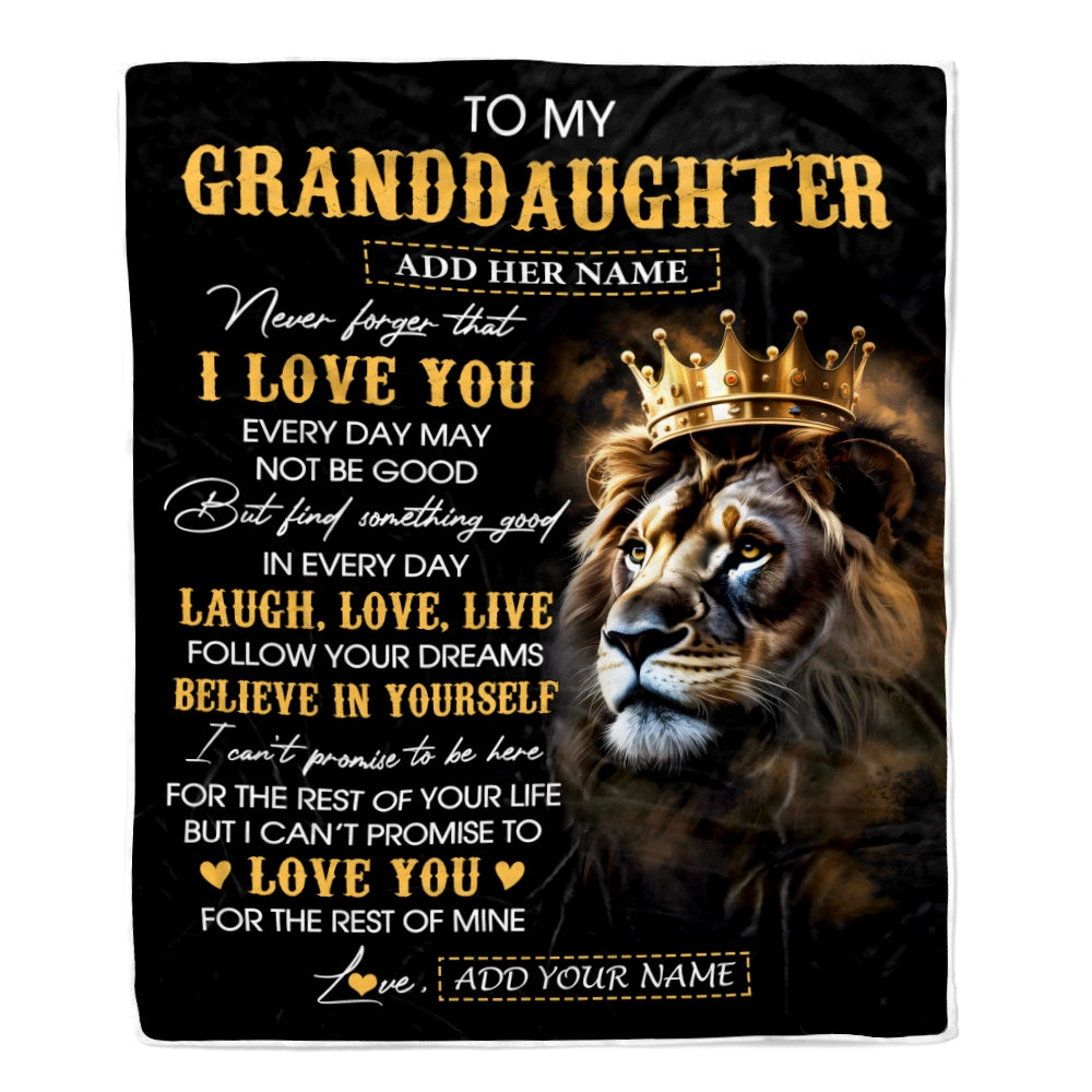 Personalized To My Granddaughter Gifts Blanket From Grandpa Laugh Love Live Lion Granddaughter Happy Birthday Gifts Graduation Christmas Fleece Blanket | siriusteestore