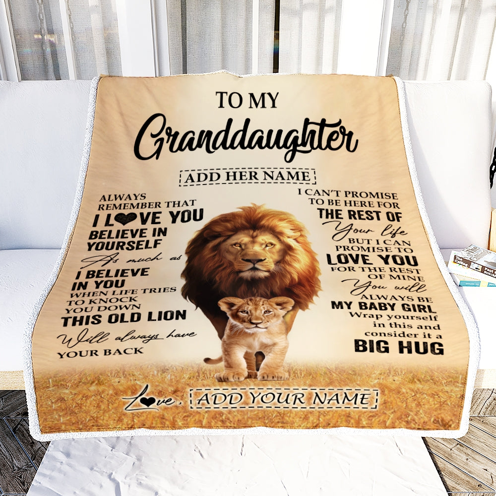 Personalized To My Granddaughter Gifts Blanket From Grandpa Papa Always Remember Lion Gifts For Granddaughter Birthday Graduation Christmas Fleece Blanket | siriusteestore