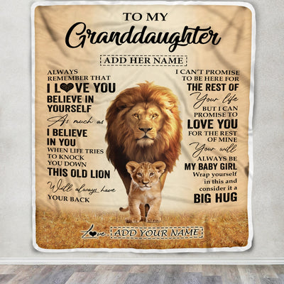 Personalized To My Granddaughter Gifts Blanket From Grandpa Papa Always Remember Lion Gifts For Granddaughter Birthday Graduation Christmas Fleece Blanket | siriusteestore