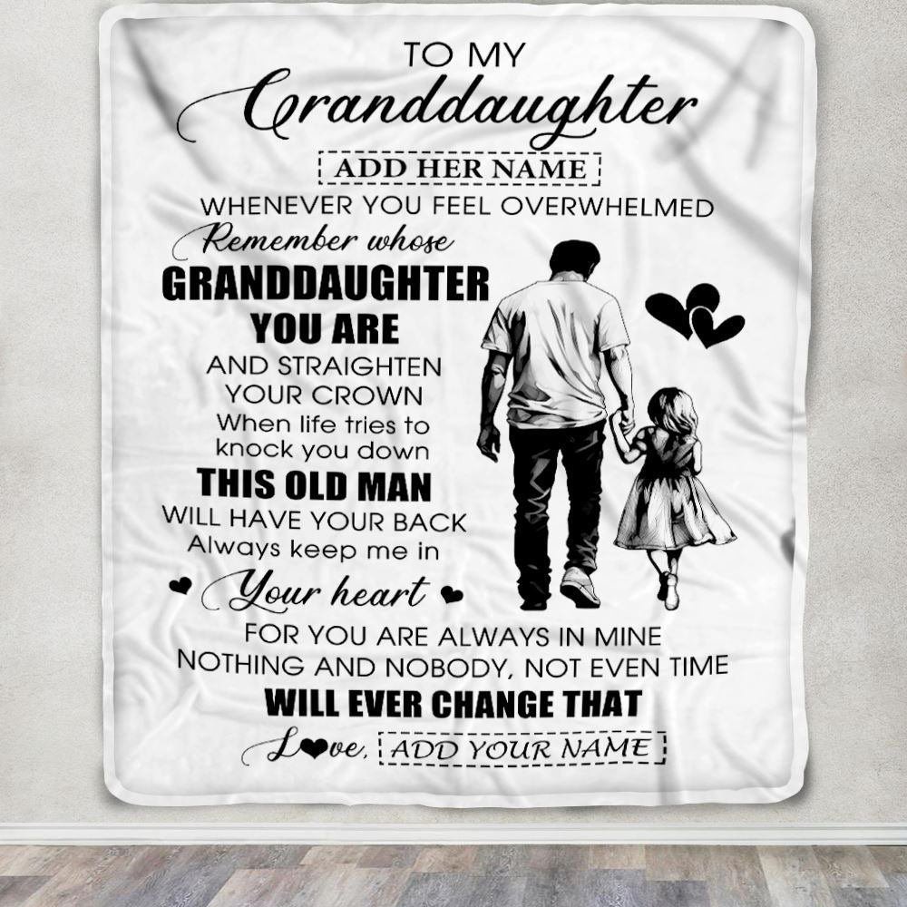 Personalized To My Granddaughter Gifts Blanket From Grandpa Papa Whenever Man Unique Birthday Gifts For Granddaughter Graduation Christmas Fleece Blanket | siriusteestore