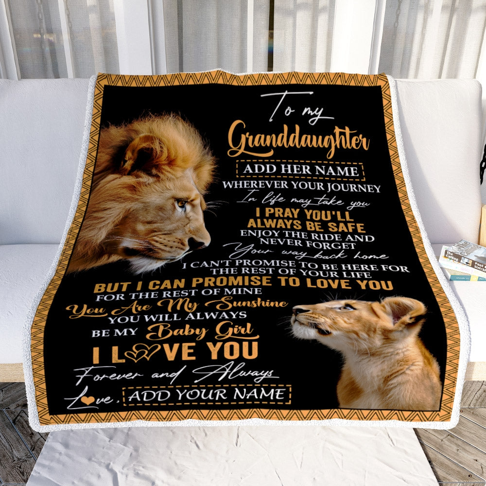 Personalized To My Granddaughter Gifts Blanket From Grandpa Papa Wherever Your Journey In Life Lion Granddaughter Birthday Gifts Christmas Fleece Blanket | siriusteestore