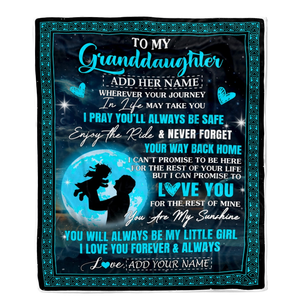 Personalized To My Granddaughter Gifts Blanket From Grandpa Promise To Love You Gifts For Granddaughter Birthday Graduation Christmas Custom Fleece Blanket | siriusteestore