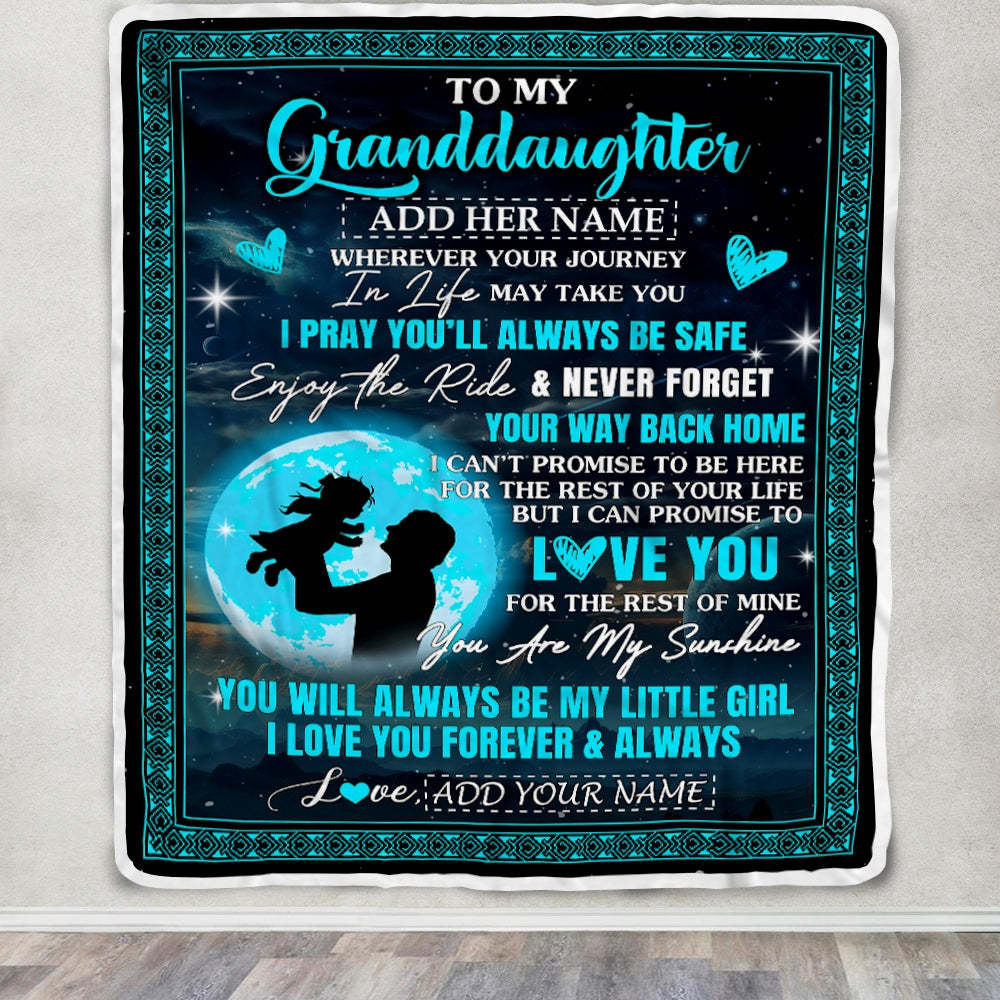 Personalized To My Granddaughter Gifts Blanket From Grandpa Promise To Love You Gifts For Granddaughter Birthday Graduation Christmas Custom Fleece Blanket | siriusteestore