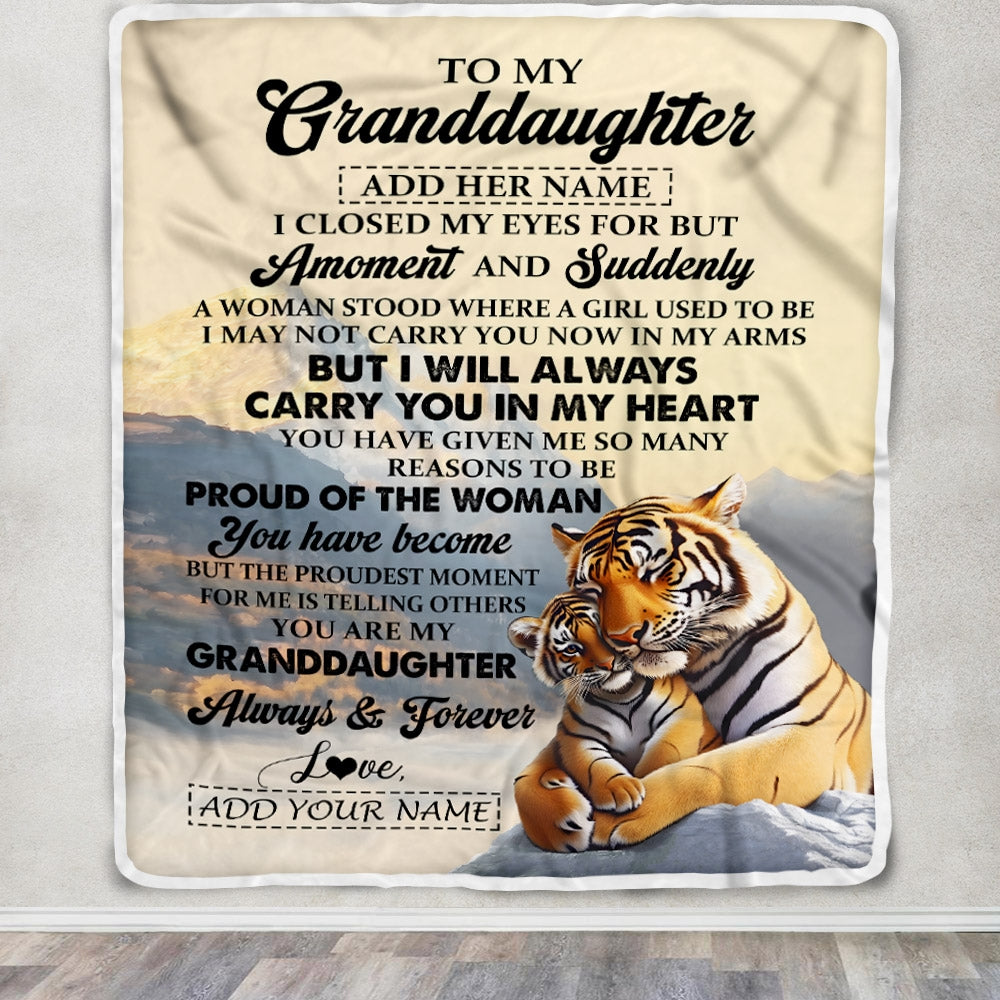 Personalized To My Granddaughter Gifts Blanket Tiger From Grandma Grandpa You Are My Granddaughter Birthday Gifts Graduation Christmas Custom Fleece Blanket | siriusteestore