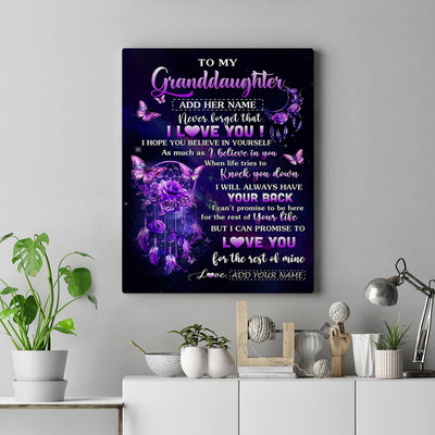Personalized To My Granddaughter Gifts Canvas From Grandma Floral Butterfly Love You Granddaughter Birthday Gifts Graduation Christmas Custom Wall Art Framed Canvas | siriusteestore