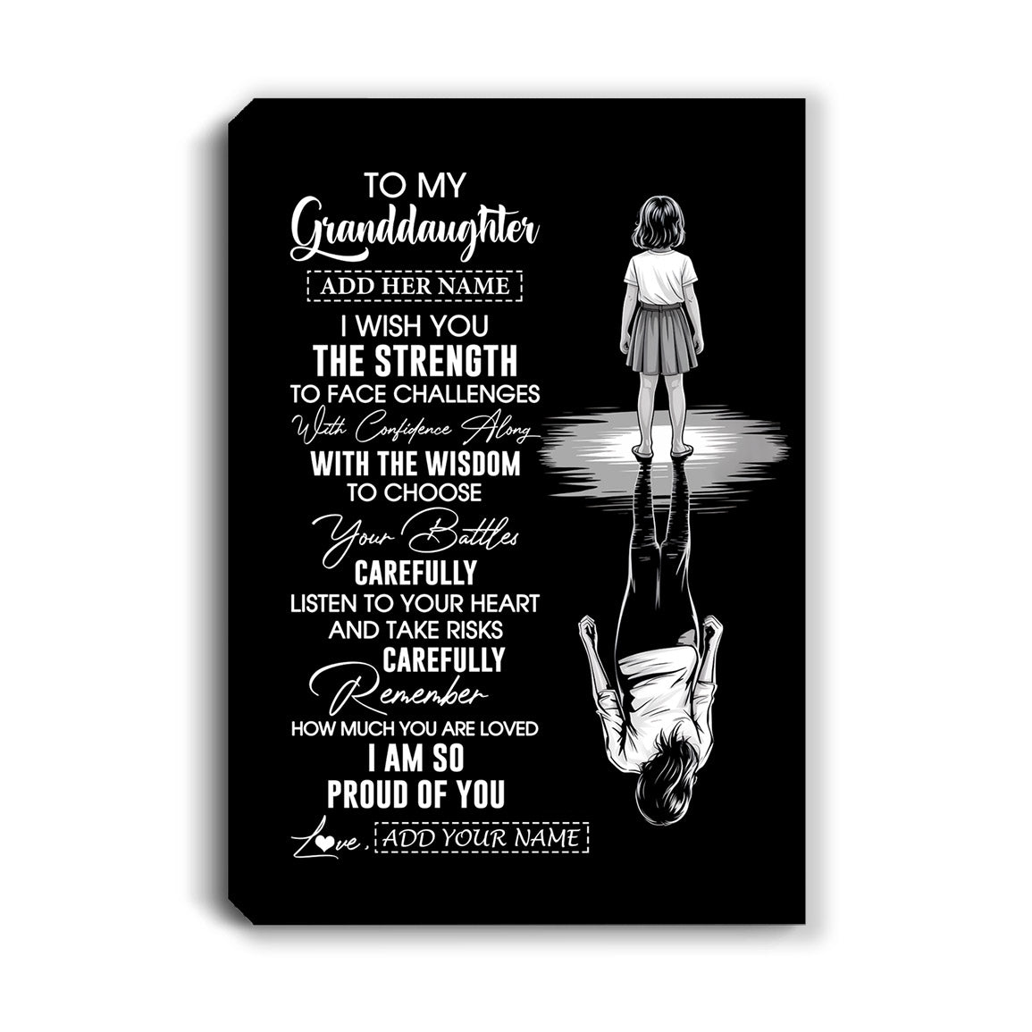 Personalized To My Granddaughter Gifts Canvas From Grandma Grandpa I Wish You The Strength Granddaughter Birthday Gifts Christmas Graduation Custom Art Framed Canvas | siriusteestore