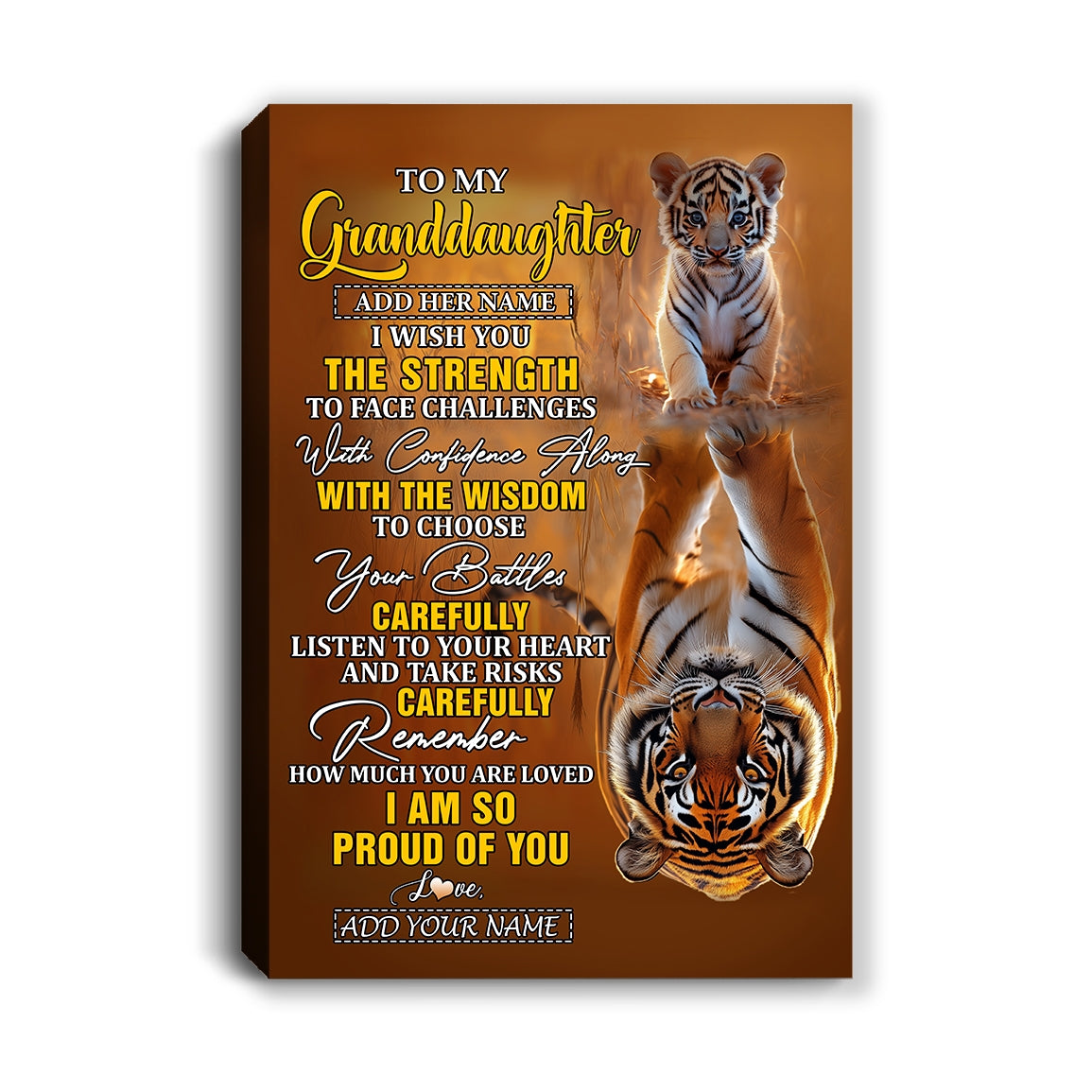 Personalized To My Granddaughter Gifts Canvas From Grandma Grandpa I Wish You The Strength Tiger Granddaughter Birthday Gifts Christmas Custom Wall Art Framed Canvas | siriusteestore