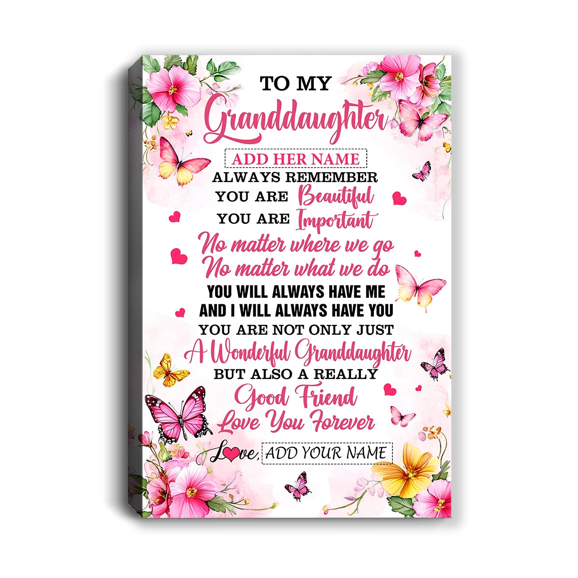 Personalized To My Granddaughter Gifts Canvas From Grandma Grandpa You Are Beautiful Birthday Gifts For Granddaughter Graduation Christmas Custom Wall Art Framed Canvas | siriusteestore