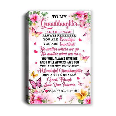 Personalized To My Granddaughter Gifts Canvas From Grandma Grandpa You Are Beautiful Birthday Gifts For Granddaughter Graduation Christmas Custom Wall Art Framed Canvas | siriusteestore