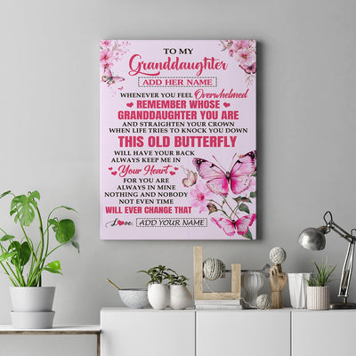 Personalized To My Granddaughter Gifts Canvas From Grandma Whenever Butterfly Unique Birthday Gifts For Granddaughter Graduation Christmas Custom Print Framed Canvas | siriusteestore