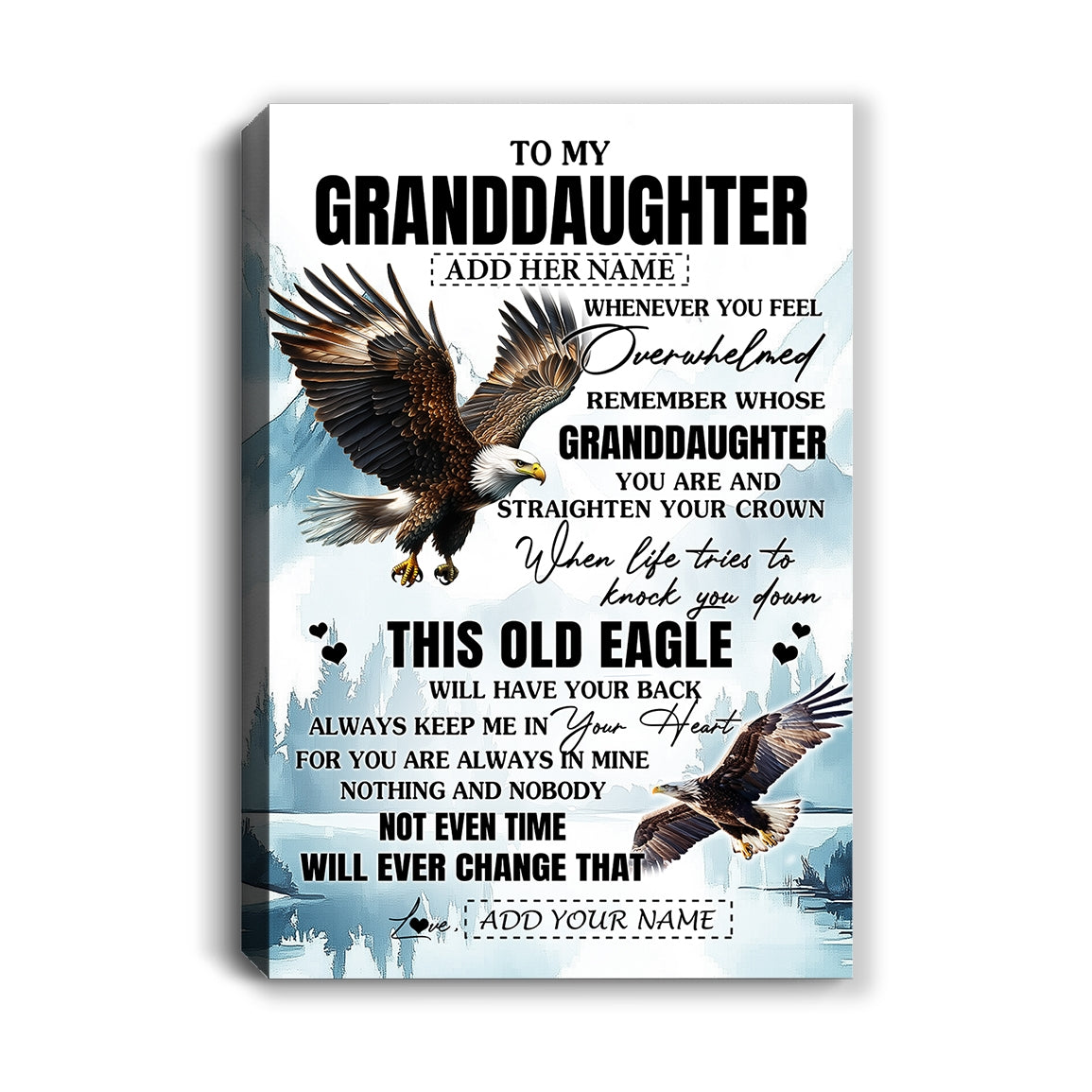Personalized To My Granddaughter Gifts Canvas From Grandma Whenever Eagle Unique Birthday Gifts For Granddaughter Graduation Christmas Custom Wall Art Framed Canvas | siriusteestore