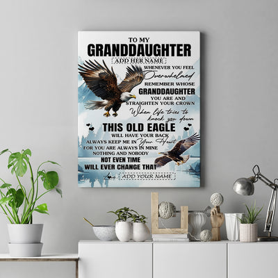 Personalized To My Granddaughter Gifts Canvas From Grandma Whenever Eagle Unique Birthday Gifts For Granddaughter Graduation Christmas Custom Wall Art Framed Canvas | siriusteestore