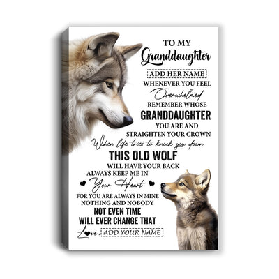 Personalized To My Granddaughter Gifts Canvas From Grandma Whenever Wolf Unique Birthday For Granddaughter Graduation Christmas Custom Wall Art Print Framed Canvas | siriusteestore