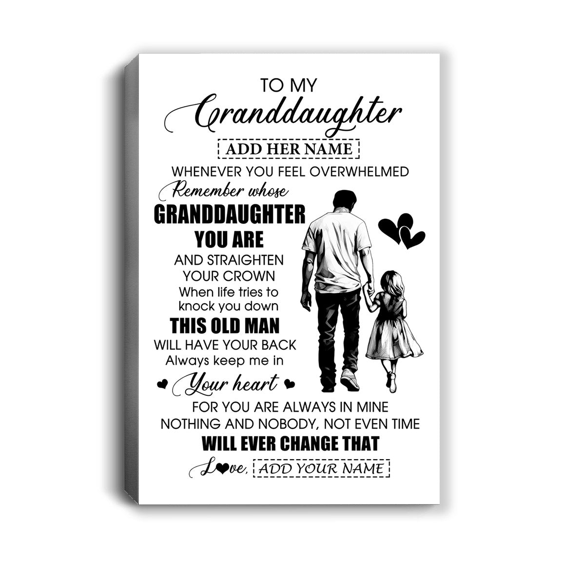 Personalized To My Granddaughter Gifts Canvas From Grandpa Papa Whenever Man Unique Birthday Gifts For Granddaughter Graduation Christmas Custom Art Framed Canvas | siriusteestore