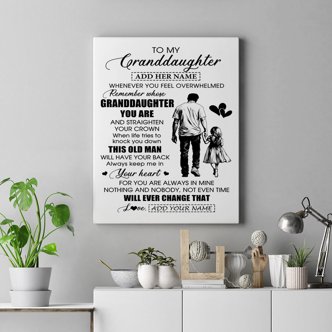 Personalized To My Granddaughter Gifts Canvas From Grandpa Papa Whenever Man Unique Birthday Gifts For Granddaughter Graduation Christmas Custom Art Framed Canvas | siriusteestore