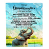 Personalized To My Granddaughter Gifts From Grandma Blanket Don't Give Up Elephant Gifts For Granddaughter Birthday Graduation Christmas Fleece Blanket | siriusteestore
