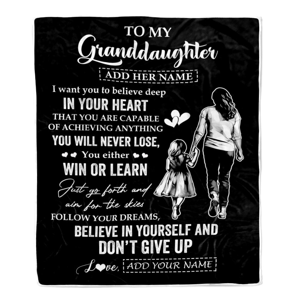 Personalized To My Granddaughter Gifts From Grandma Blanket Don't Give Up Grandmother Gifts For Granddaughter Birthday Graduation Christmas Fleece Blanket | siriusteestore