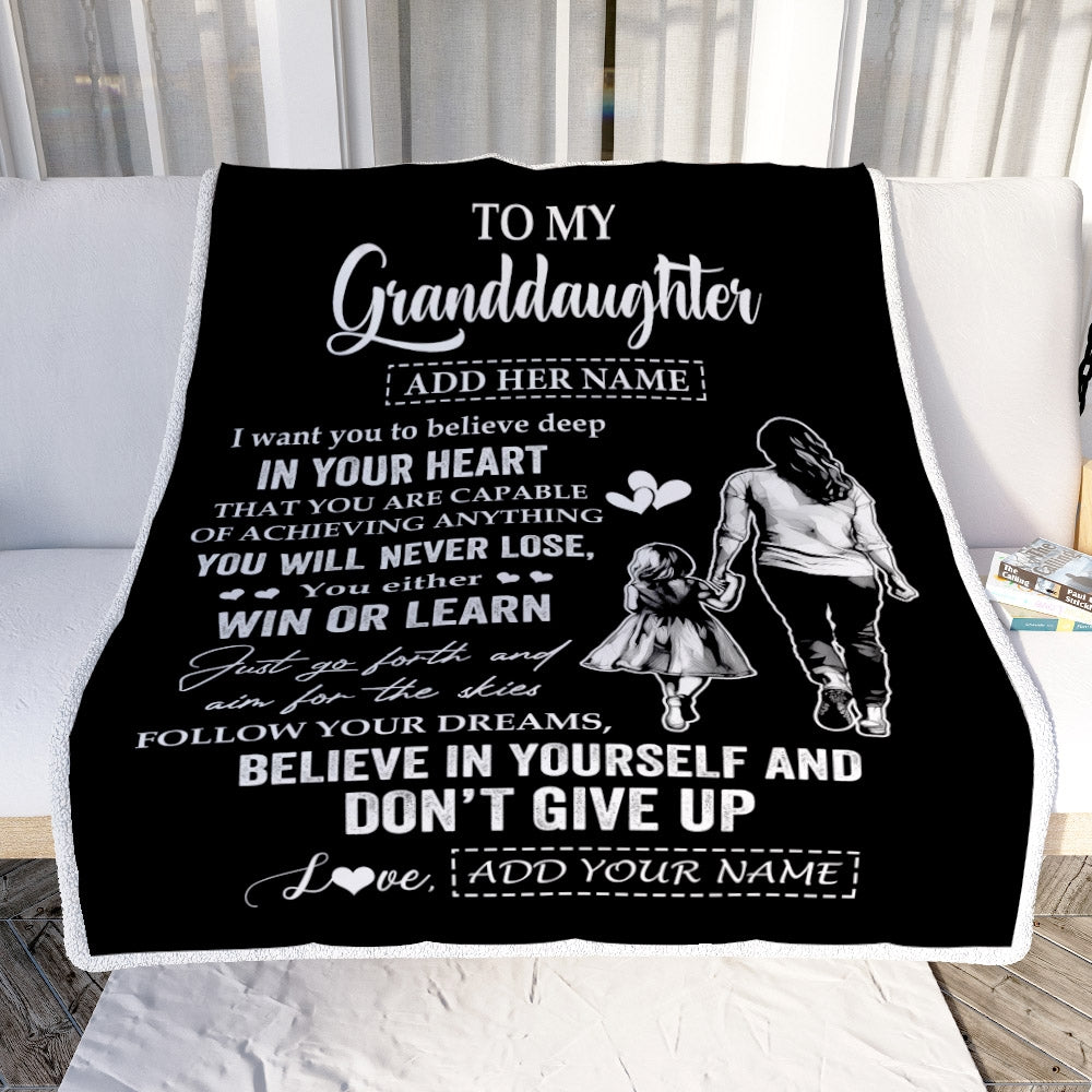 Personalized To My Granddaughter Gifts From Grandma Blanket Don't Give Up Grandmother Gifts For Granddaughter Birthday Graduation Christmas Fleece Blanket | siriusteestore