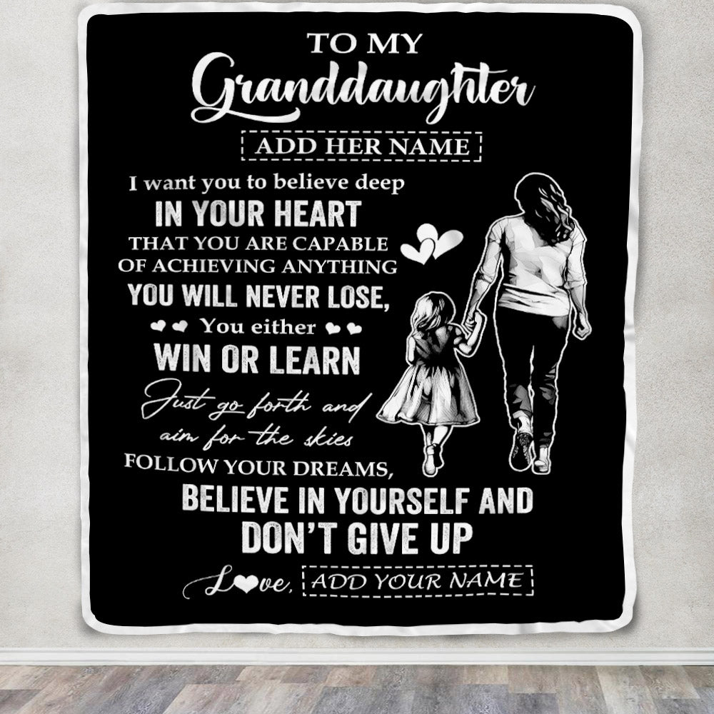 Personalized To My Granddaughter Gifts From Grandma Blanket Don't Give Up Grandmother Gifts For Granddaughter Birthday Graduation Christmas Fleece Blanket | siriusteestore