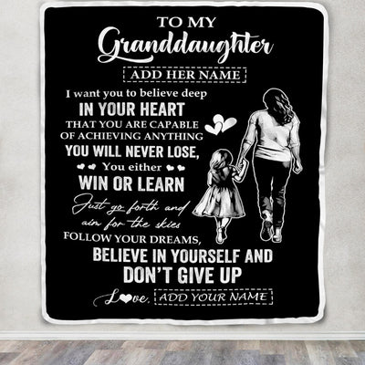 Personalized To My Granddaughter Gifts From Grandma Blanket Don't Give Up Grandmother Gifts For Granddaughter Birthday Graduation Christmas Fleece Blanket | siriusteestore
