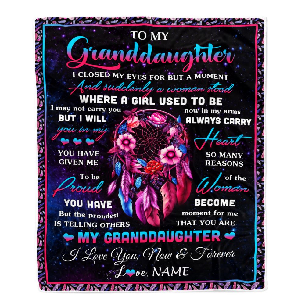Personalized To My Granddaughter Gifts From Grandma Blanket Dream Catcher Birthday Gifts For Granddaughter Graduation Christmas Customized Fleece Blanket | siriusteestore