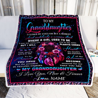 Personalized To My Granddaughter Gifts From Grandma Blanket Dream Catcher Birthday Gifts For Granddaughter Graduation Christmas Customized Fleece Blanket | siriusteestore