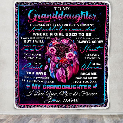 Personalized To My Granddaughter Gifts From Grandma Blanket Dream Catcher Birthday Gifts For Granddaughter Graduation Christmas Customized Fleece Blanket | siriusteestore