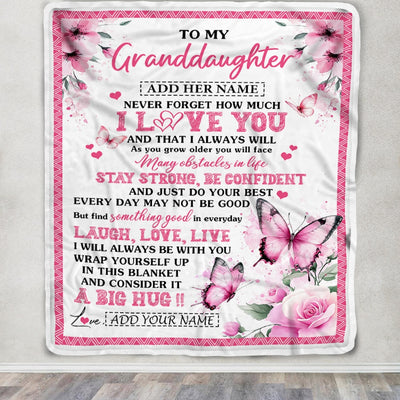 Personalized To My Granddaughter Gifts From Grandma Blanket I Love You Butterfly Birthday Gifts For Granddaughter Graduation Christmas Fleece Blanket | siriusteestore