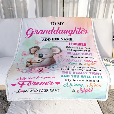 Personalized To My Granddaughter Gifts From Grandma Blanket Koala Letter I Hugged This Gifts For Granddaughter Birthday Graduation Christmas Fleece Blanket | siriusteestore
