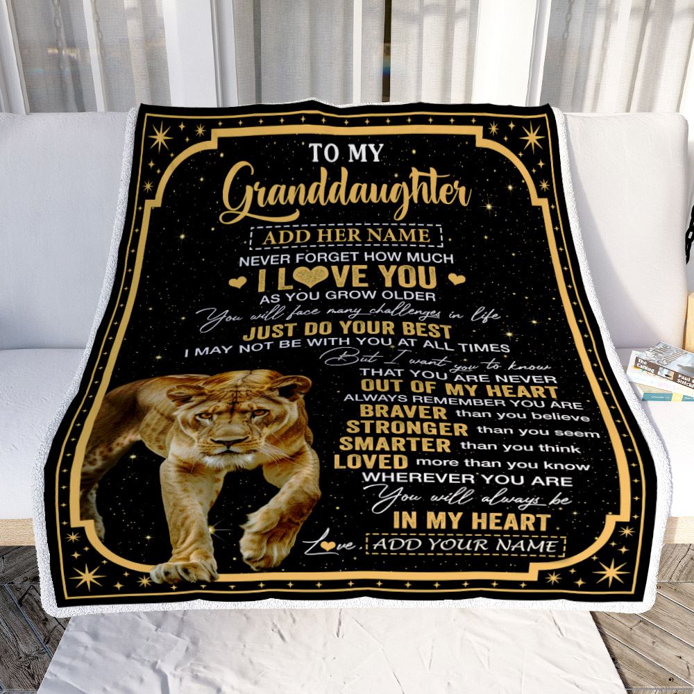 Personalized To My Granddaughter Gifts From Grandma Blanket Lion I Love You Graduation Birthday Gifts For Granddaughter Customized Christmas Fleece Blanket | siriusteestore