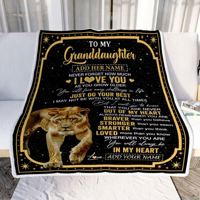 Personalized To My Granddaughter Gifts From Grandma Blanket Lion I Love You Graduation Birthday Gifts For Granddaughter Customized Christmas Fleece Blanket | siriusteestore