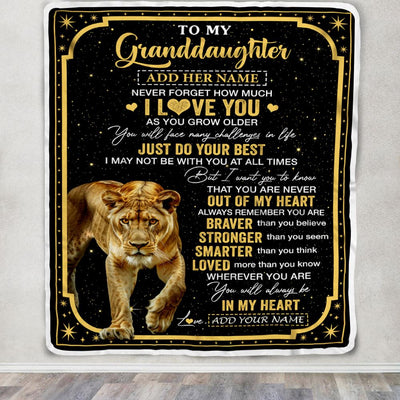 Personalized To My Granddaughter Gifts From Grandma Blanket Lion I Love You Graduation Birthday Gifts For Granddaughter Customized Christmas Fleece Blanket | siriusteestore