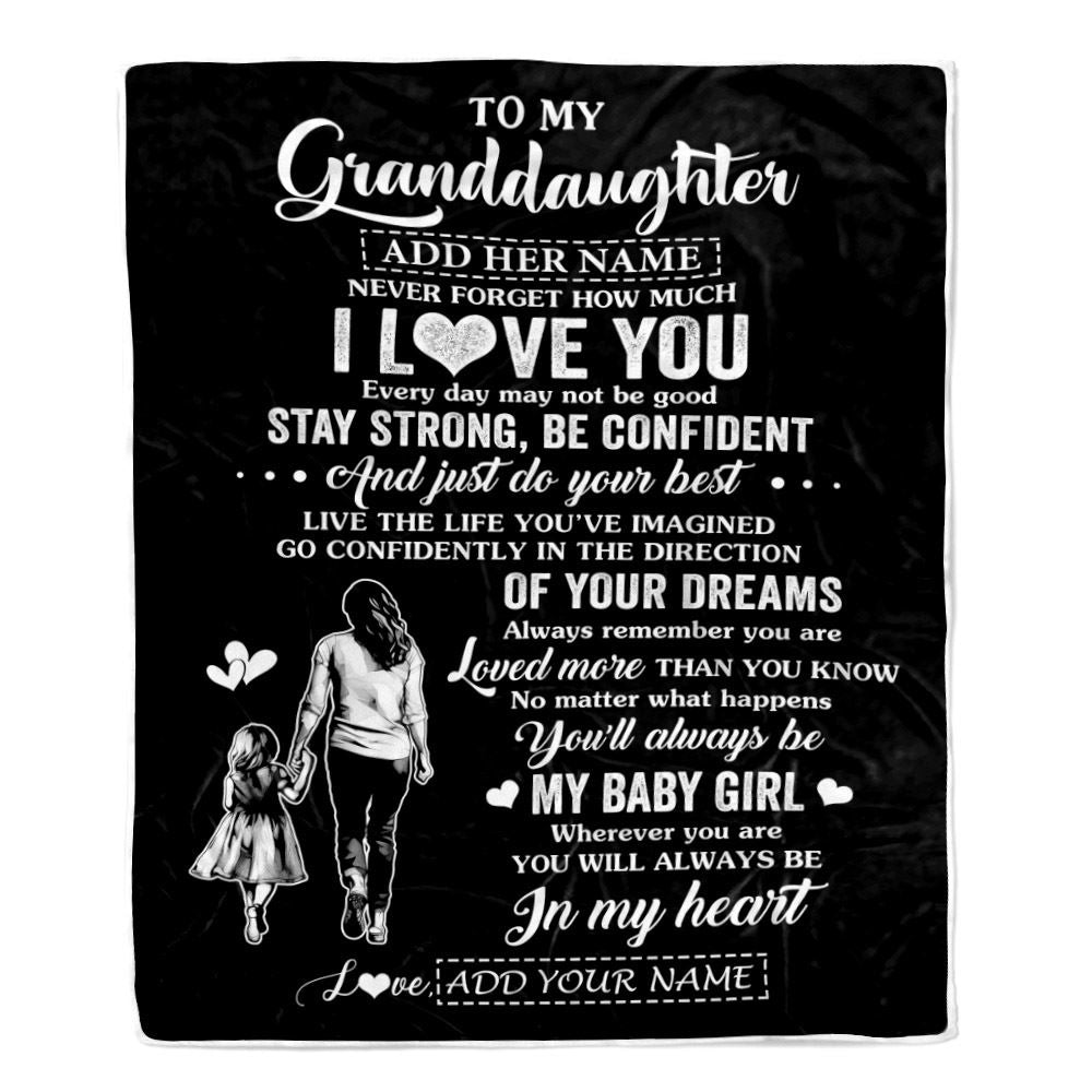 Personalized To My Granddaughter Gifts From Grandma Blanket Never Forget How Much I Love You Granddaughter Birthday Graduation Christmas Fleece Throw Blanket | siriusteestore
