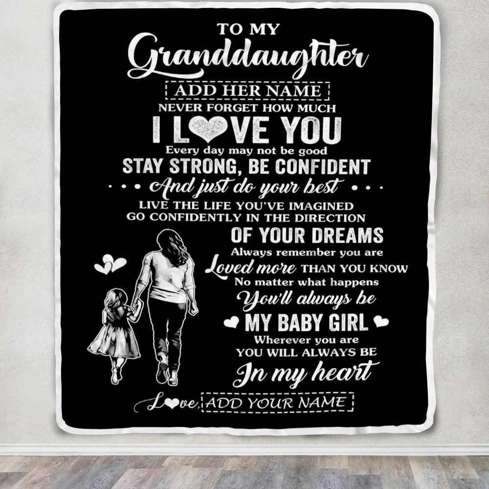 Personalized To My Granddaughter Gifts From Grandma Blanket Never Forget How Much I Love You Granddaughter Birthday Graduation Christmas Fleece Throw Blanket | siriusteestore