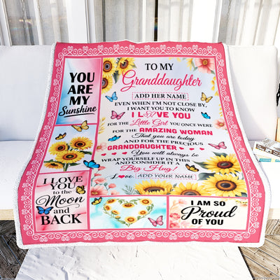 Personalized To My Granddaughter Gifts From Grandma Blanket Sunflower Butterfly Amazing Granddaughter Birthday Gift Valentines Christmas Custom Fleece Blanket | siriusteestore