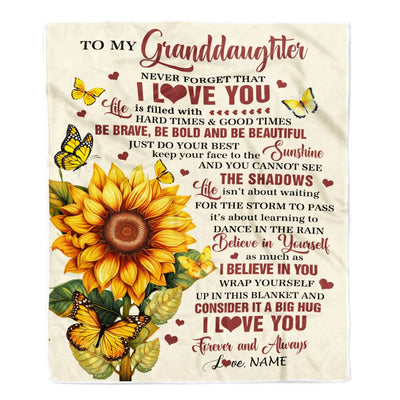Personalized To My Granddaughter Gifts From Grandma Blanket Sunflower I Love You Birthday Gifts For Granddaughter Graduation Christmas Customized Fleece Blanket | siriusteestore