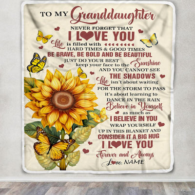 Personalized To My Granddaughter Gifts From Grandma Blanket Sunflower I Love You Birthday Gifts For Granddaughter Graduation Christmas Customized Fleece Blanket | siriusteestore