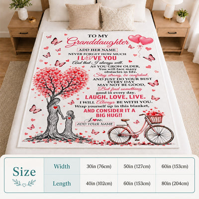 Personalized To My Granddaughter Gifts From Grandma Blanket Tree I Love You Always Will Birthday Christmas Gift For Granddaughter Custom Fleece Throw Blanket | siriusteestore