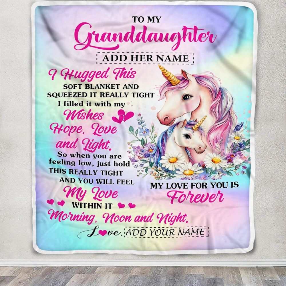 Personalized To My Granddaughter Gifts From Grandma Blanket Unicorn Letter I Hugged This Gifts For Granddaughter Birthday Graduation Christmas Fleece Blanket | siriusteestore