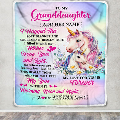 Personalized To My Granddaughter Gifts From Grandma Blanket Unicorn Letter I Hugged This Gifts For Granddaughter Birthday Graduation Christmas Fleece Blanket | siriusteestore