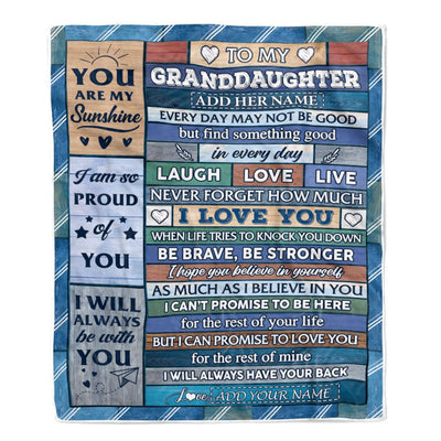 Personalized To My Granddaughter Gifts From Grandma Blanket Wood I Love You Birthday Graduation Gifts For Granddaughter Customized Christmas Fleece Blanket | siriusteestore