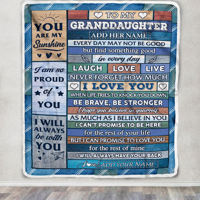 Personalized To My Granddaughter Gifts From Grandma Blanket Wood I Love You Birthday Graduation Gifts For Granddaughter Customized Christmas Fleece Blanket | siriusteestore